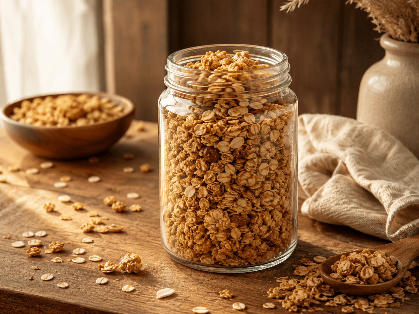 Golden granola jar — Rustic food